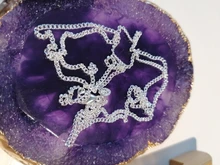 Collar de cadena lateral de Plata de Ley 925 auténtica fina para mujer, niña y niño, 16-30 pulgadas, 2mm, 40-75cm, joyería, collar