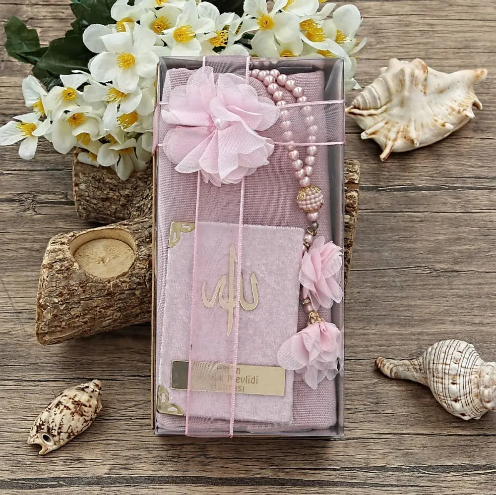 Luxury Muslim Gift Set Velvet Yasin Sharif Islamic Women Shawl Personalized Wholesale Shopping Religious Items Ramadan 2023 Worship Societies Excellent Quality Mevlüt Groups Fashion Decorated Boxed