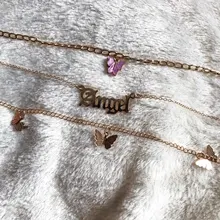 2021 multicapa Vintage acrílico mariposa gargantilla collar de las mujeres de la moda carta cadena de oro capas collar regalo de fiesta, joyería