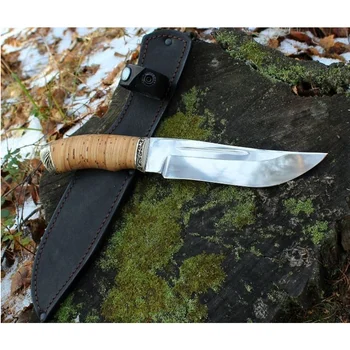

Blade Knife with forged steel blade 95x18, handle from a set birch bark