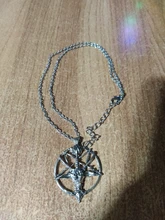 Collar de cadena con colgante de cabeza de cabra y calavera, joyería Vintage, pentagrama, hombre y mujer