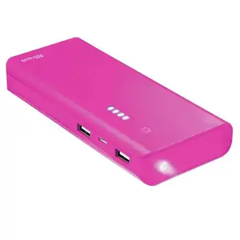 

External Battery trust urban pink cousin powerbank 10000mah - usb 5w/1a + usb 10w/2.1a - 2xcable microusb func. Flashlight-