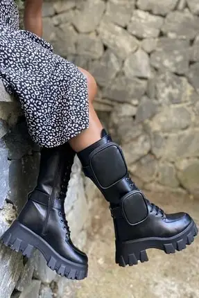 Botas negras Cremallera larga con bolsillos laterales para mujer de alta  calidad por Twittering moda Prada Forro cálido Falyon suela ligera de tacón  de 6cm de longitud - AliExpress Calzado