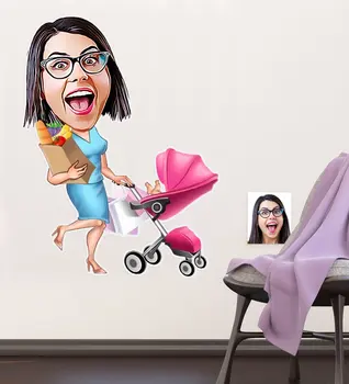

Personalized Housewife Caricature Of Wall Sticker (50x70cm) 1