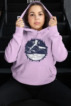 

Angemiel Wear Mountain House And Lake Pink Women 'S Hooded Sweatshirt