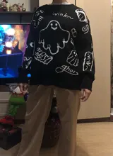 Sudadera estilo Hip Hop para hombre, suéter de punto, informal, holgado, de dibujos animados, para otoño e invierno, diseño Unisex