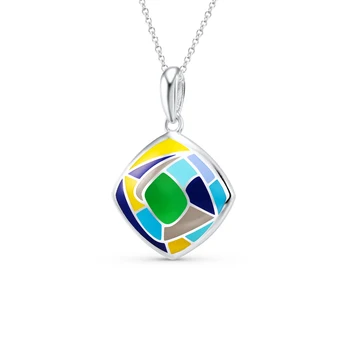 

Silver Pendant with enamel sunlight sample 925