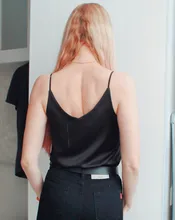 Top Women Tank-Tops Spaghetti-Strap White Cami Satin Silk Summer Camisole Basic V-Neck