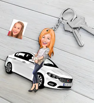 

Personalized Women 'S FIAT Egea Figured Platter Wooden Cartoon Anahtarlık-1