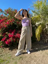 Pantalones largos sencillos Vintage a cuadros para mujer, pantalón de pierna ancha, informal, moda urbana