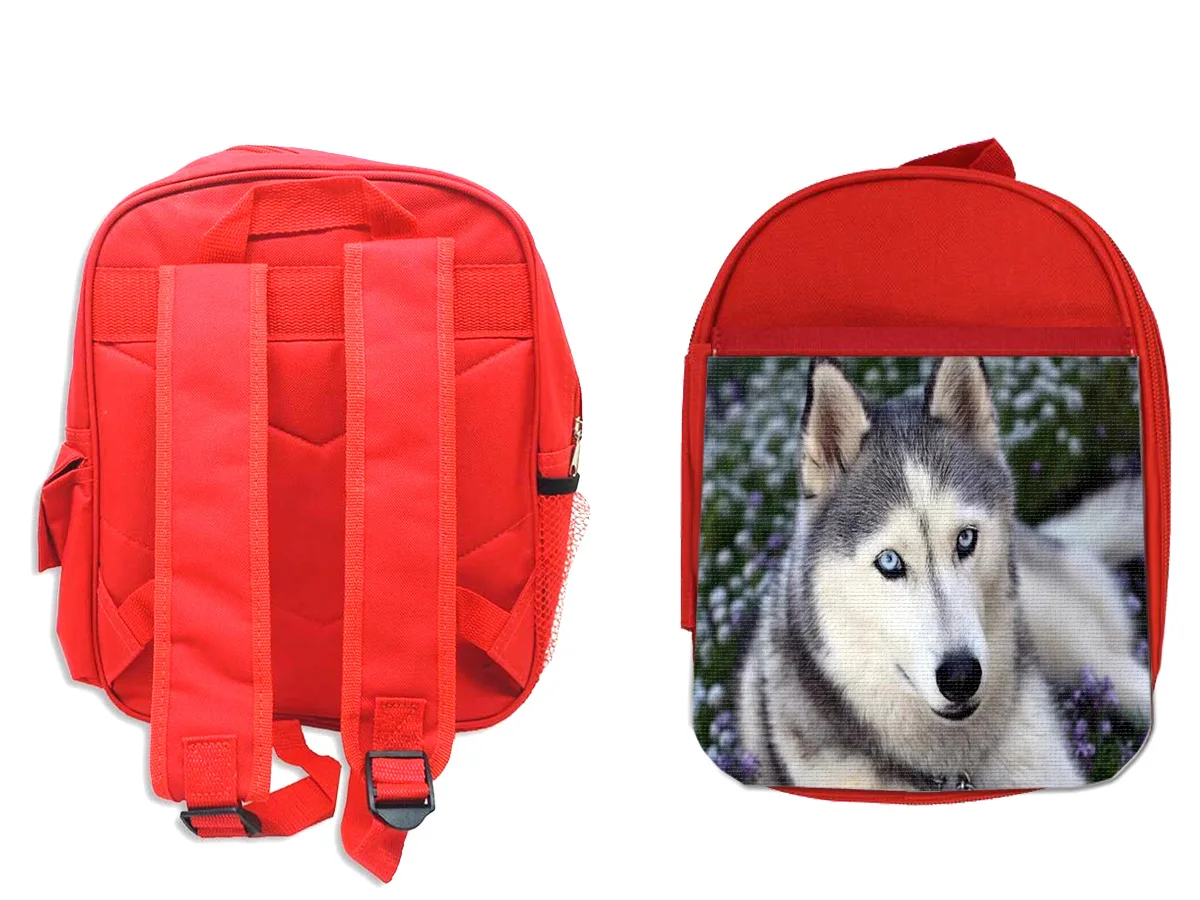 MERCHANDMANIA red backpack dog HUSKY Siberian very monkey for school
