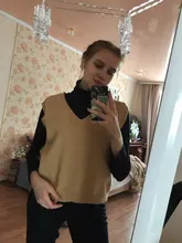 Pullover Vest Sweater Knitted Pink Winter Women Warm Girls Autumn V-Neck Casual New