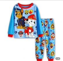 Paw Patrol-Pijama de algodón para niños, ropa de dormir de dos piezas, de manga larga