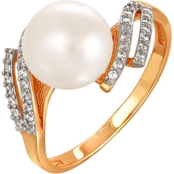 

Примаэксклюзив ring with pearls and cubic zirconia in red gold