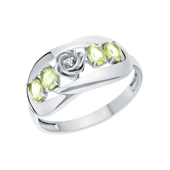 

Silver ring with хризолитом and cubic zirconia sunlight sample 925
