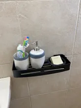 Bathroom Shelf Storage-Holder No-Punching Kitchen Rack Wall-Hanger Black Aluminum