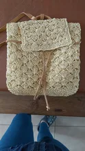 Mochila de paja hecha a mano para mujer, bolso de mimbre, de verano