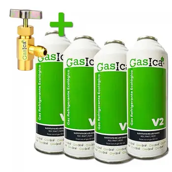 

4 BOTTLE GASICA V2 + KEY service (R22,R407C,RT410A) 255GR
