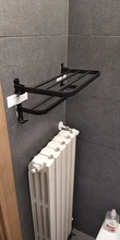 Hanger Organizer Towel-Holder Shower-Rack Bathroom-Accessories Folding Black Aluminum