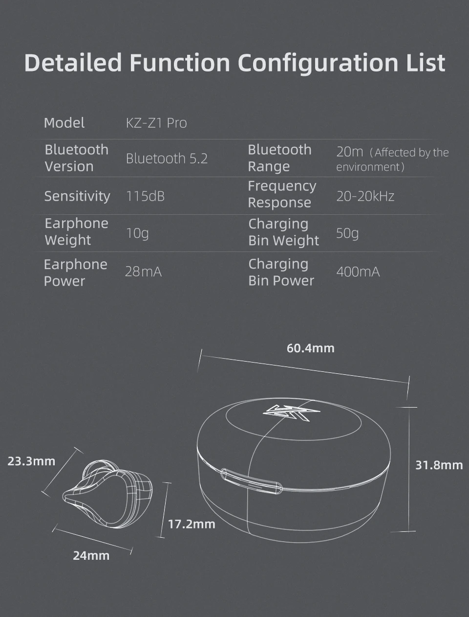 KZ Z1 Pro TWS Bluetooth 5.2 Dynamic Earbuds IPX6 Waterproof Touch Control Noise Cancelling Sport Headset KZ For Z1 S1 S2 SA08