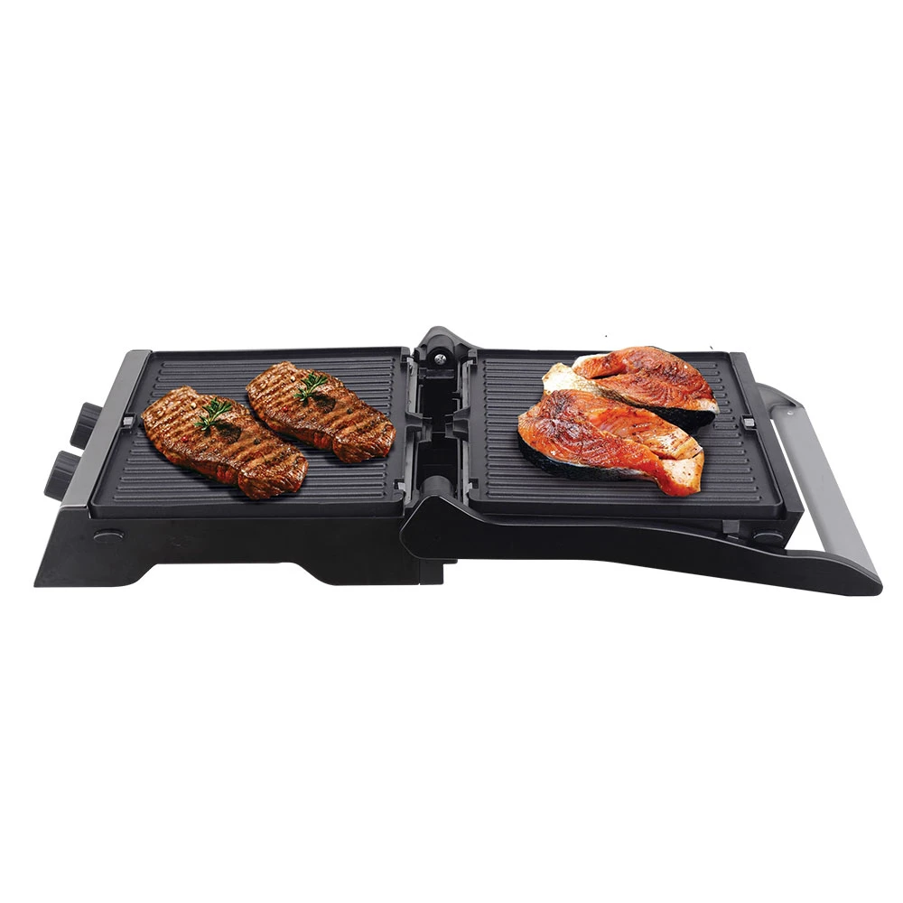 Гриль-пресс Endever Grillmaster 240(Мощность 2100 Вт, терморегулятор(100-250 °C), таймер, внутреннее антипригарное покрытие, световой индикатор нагрева и готовности к работе, размеры рабочей поверхности 28х23,5 см