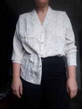 Casual Women Blouse Tops Collar Long-Sleeve Office-Work Printed Polka-Dot Fashion Ladies