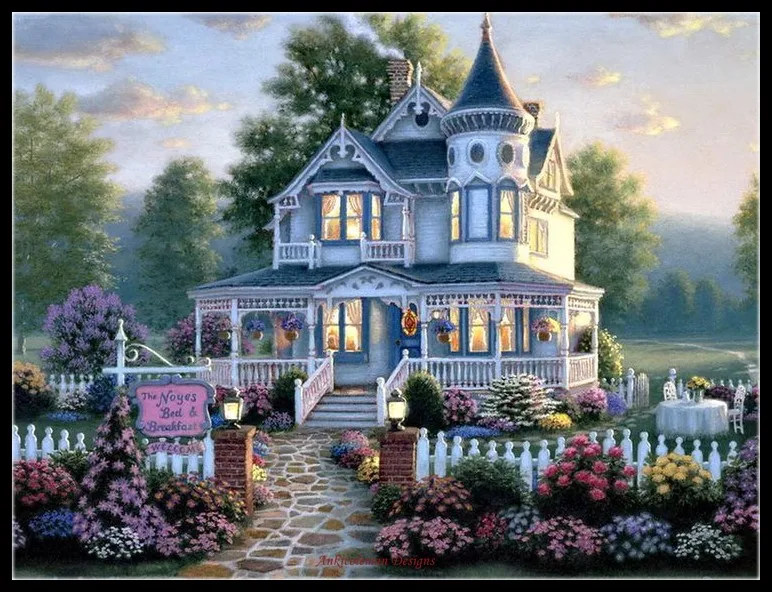 Porch Garden Chart Counted Cross Stitch Patterns Needlework DIY DMC Color Porch Garden Chart Counted Cross Stitch Patterns Needlework DIY DMC Color