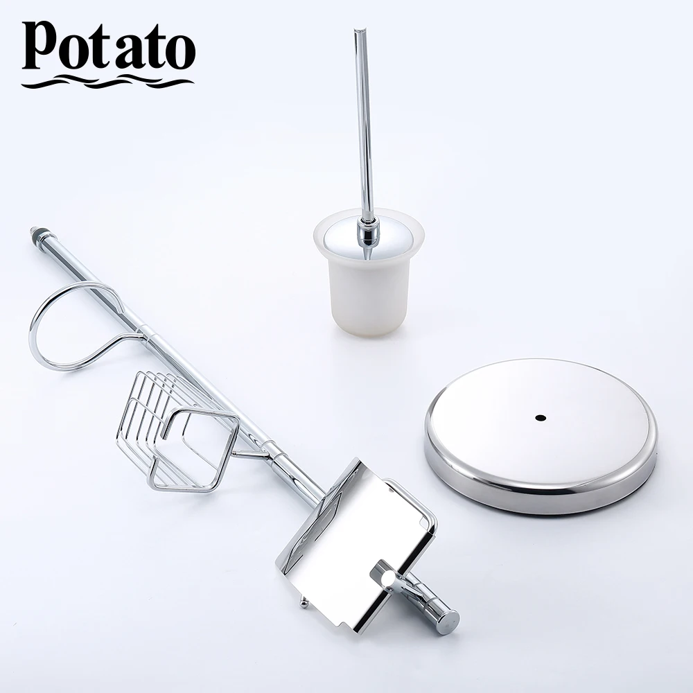 Potato Туалетная щетка, отдельно стоящая, аксессуары, белые держатели для ванной, матовый, для ванной, для туалета, хромированные держатели, p325