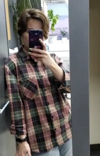 Plaid Shirts Blouses Oversized Women Top Long-Sleeve Blusas Loose Casual Cotton Ladies