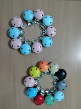 10 unids/lote 3 colores de madera chupete Clip bebé dentición cuentas Clip accesorios para DIY Cadena de chupete herramienta venta al por mayor