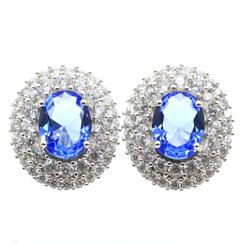 

17x15mm SheType Romantic Created 4.2g Violet Tanzanite CZ Gift For Woman's Jewelry Making 925 Solid Sterling Silver Earrings