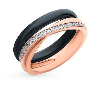 

Silver ring with ceramics and cubic zirconia sunlight sample 925