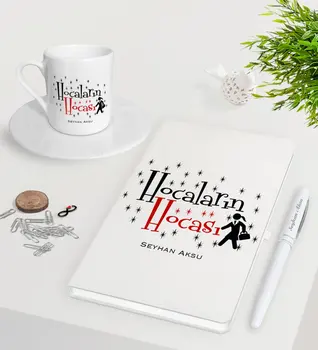 

Personalized Hocaların Mentor White Notebook Pen Turkish coffee Cup Seti-2