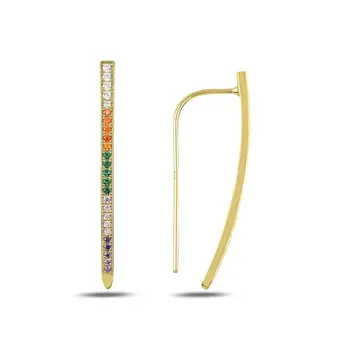 

Angemiel 925 Sterling Silver Mixed Color Zircon Stone Earrings-Gold Plated