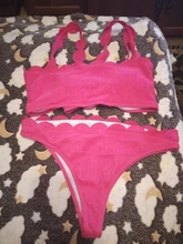 INGAGA-Bikinis de realce para mujer, traje de baño con borde festoneado, bañador de banda Negro, Bikini liso para mujer, ropa de playa 2021