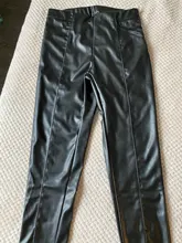 Trousers Pencil-Pants Faux-Leather Skinny High-Wasited Fleece Stretchable Autumn Women