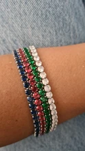 Pulsera de tenis de circonia cúbica de 4mm para Mujer, joyería de boda, Circonia cúbica púrpura, brazaletes para hombre, hip hop, Color plata, Punk