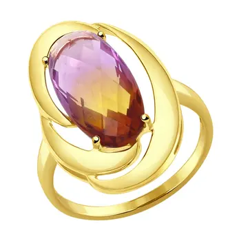

Sokolov ring in yellow gold with sitall ametrin, fashion jewelry, 585, women's male
