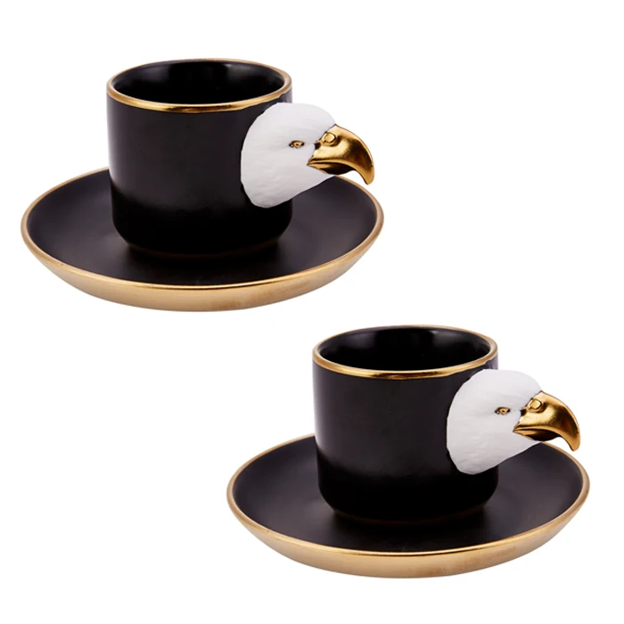 tazas de espresso platillos café moco Juego de 2 tazas de café borde grueso Karaca Globe tazas de café moka juego de café expreso 