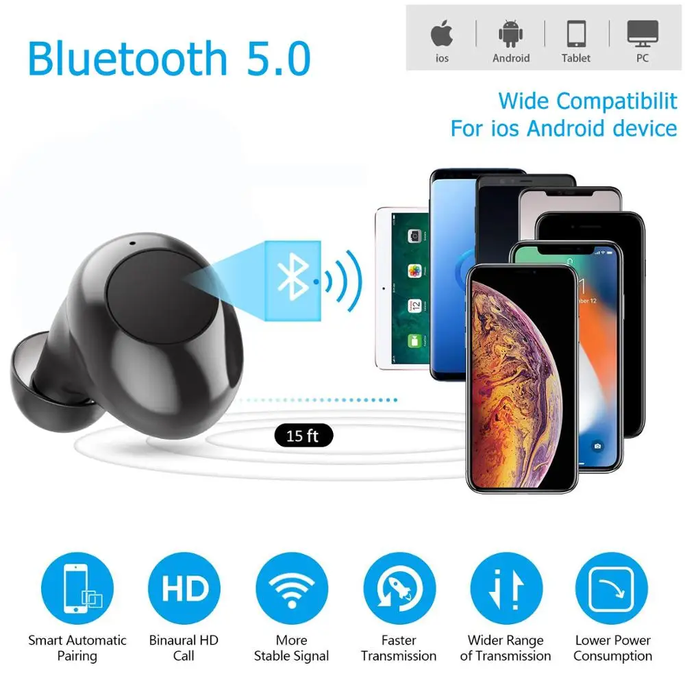 30 шт. A8 TWS Bluetooth наушники настоящие беспроводные наушники 8 часов музыки bluetooth 5,0 беспроводные наушники водонепроницаемые спортивные