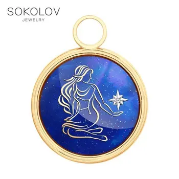 

Pendant "Virgo" SOKOLOV fashion jewelry gold 585 women's male, pendants for neck women