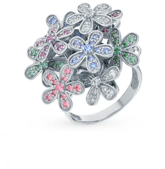 

Silver ring with cubic zirconia sunlight sample 925 test