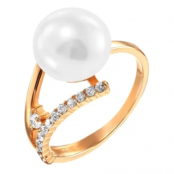 

Примаэксклюзив ring with pearls and cubic zirconia in red gold