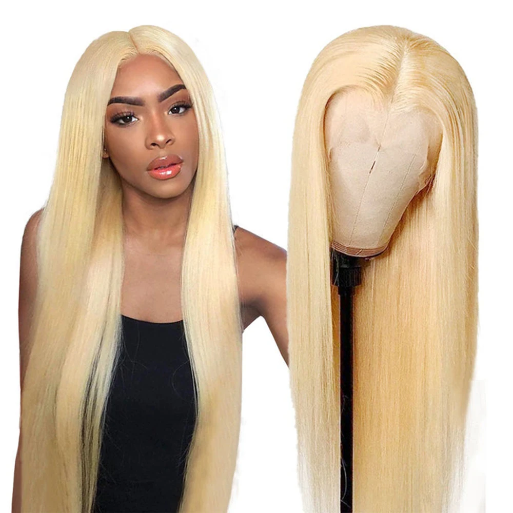 30 32 Inches 13x4 13x6 613  Lace Frontal Wig Human Hair Glueless Brazilian Straight Blonde Lace Front Wig Long Pre Plucked