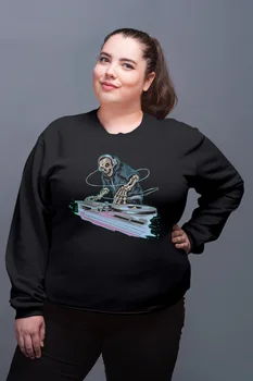 

Angemiel Wear Dj Skull And Crossbones Black Women Sweatshirt