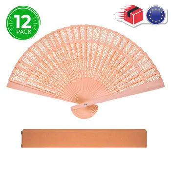 

Set 12 fans Wood calendar, include kraft carton box, wedding, communions, gifts.