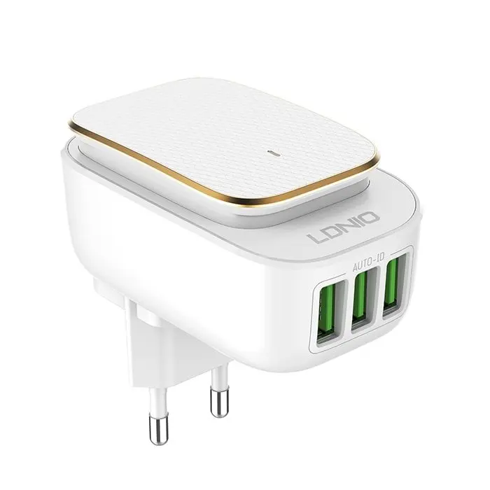 Сетевое зарядное устройство LDNIO A3305 Led Touch 3 USB(Белый