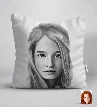 

Personalized Women 'S Charcoal Artistic Portrait Design White Yastık-23
