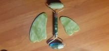 Gua Sha-Rodillo de Jade masajeador Facial 100% verdadera piedra Natural, rascador Gouache, herramientas de masaje para el cuidado de la piel