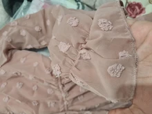 Las mujeres Rosa Vestido para damas apliques Vestido camisero de gasa de las mujeres cuello con volantes de manga larga cintura Mini Vestido de verano Vestido de